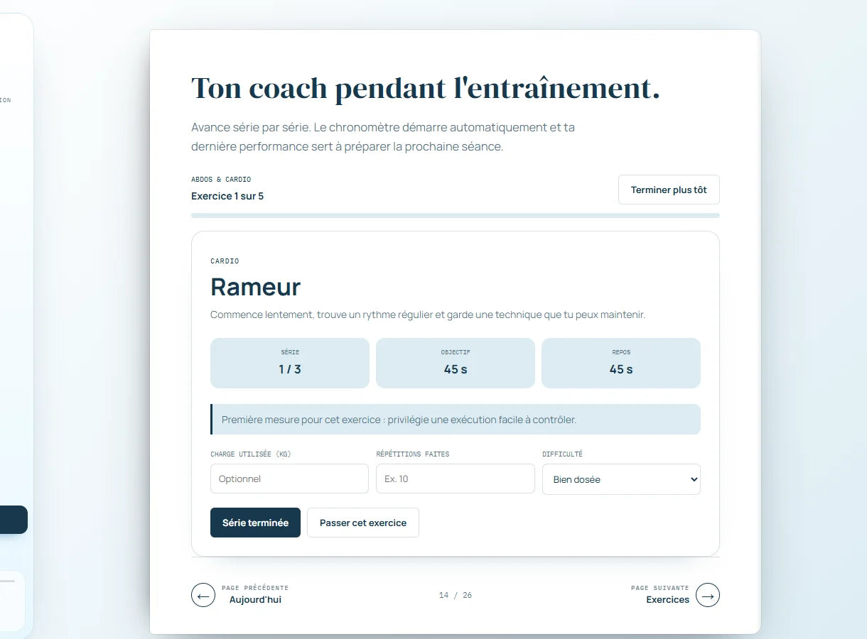 Mode coach avec compteur de séries
