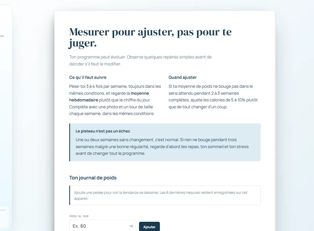 Journal de poids et suivi de l'évolution